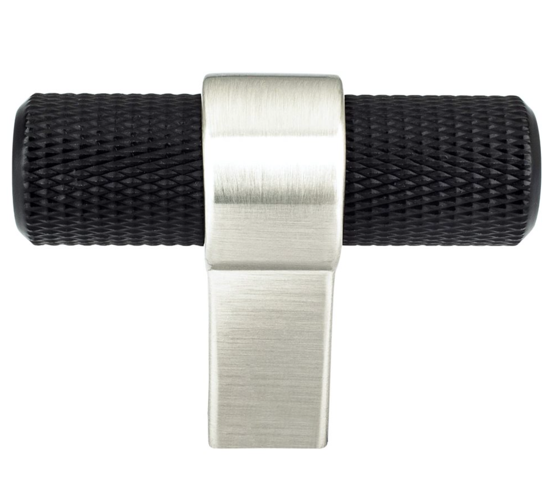 Knurled "Prelude" Brushed Nickel and Matte Black Cabinet Knobs and Drawer Pulls - Industry Hardware