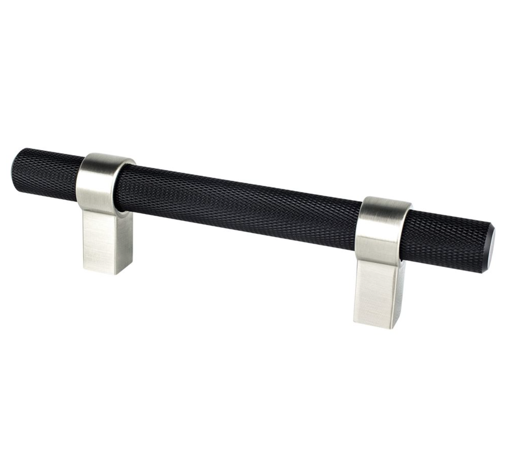 Knurled "Prelude" Brushed Nickel and Matte Black Cabinet Knobs and Drawer Pulls - Industry Hardware