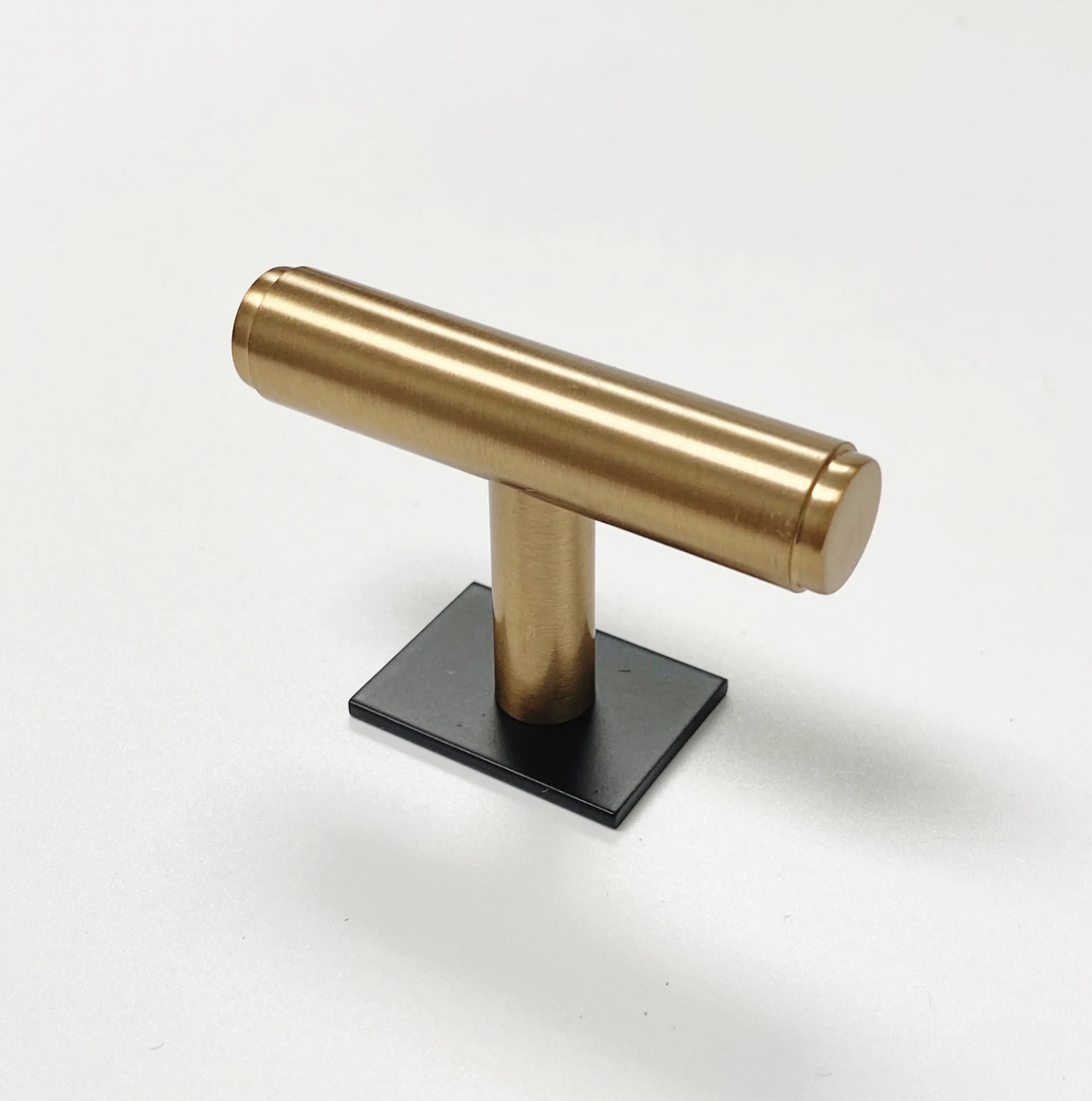 Dual Finish "Maison No. 2" Smooth Matte Black and Champagne Bronze Drawer Pulls and Cabinet Knobs with Backplate - Industry Hardware