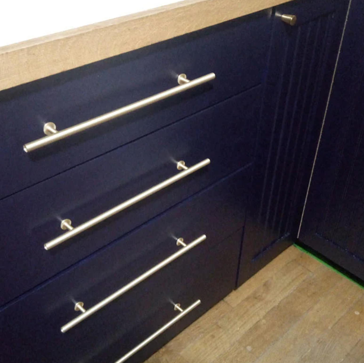 Lew's Round Bar Cabinet Knobs and Handles in Brushed Brass - Industry Hardware