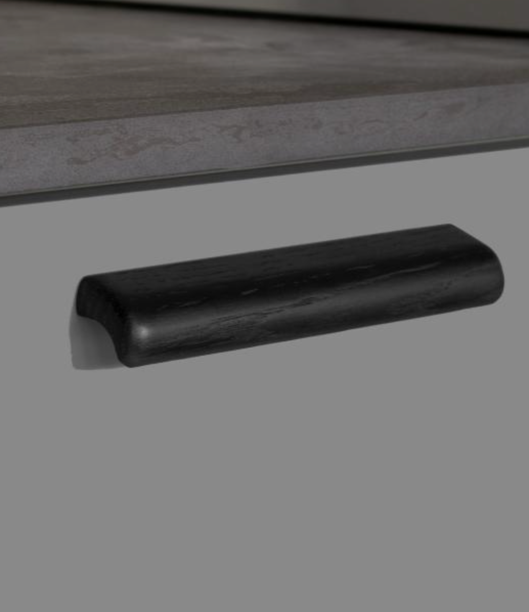 Black Stained Oak "Glove" Wood Drawer Handles - Forge Hardware Studio