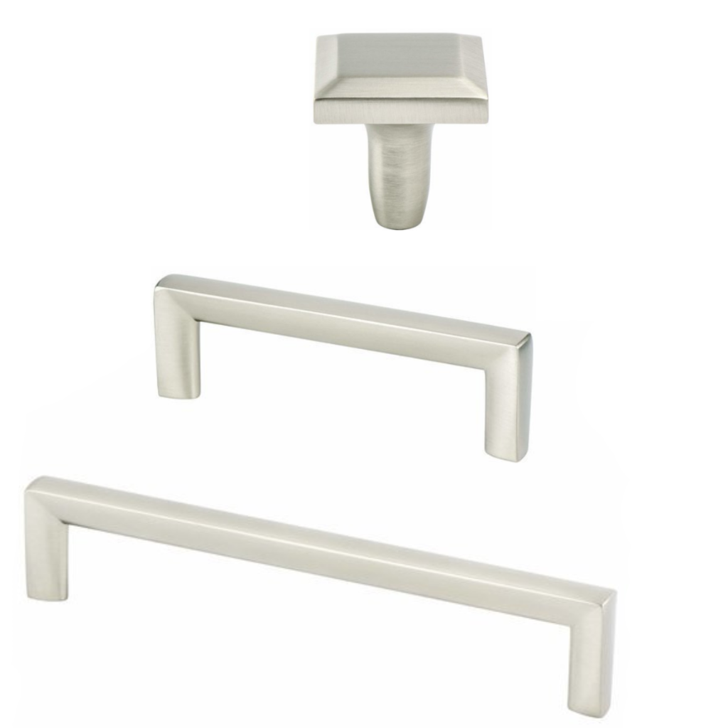 Brushed Nickel "Trane" Drawer Pulls and Knob | Pulls