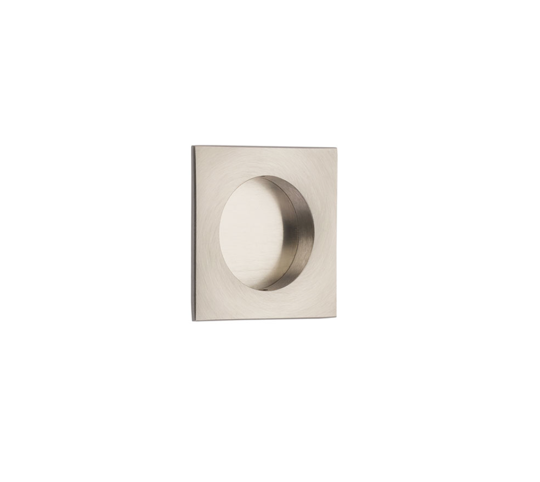 Square Flush Solid Brass Recess Door Pull 2-1/2" in Satin Nickel | Pulls