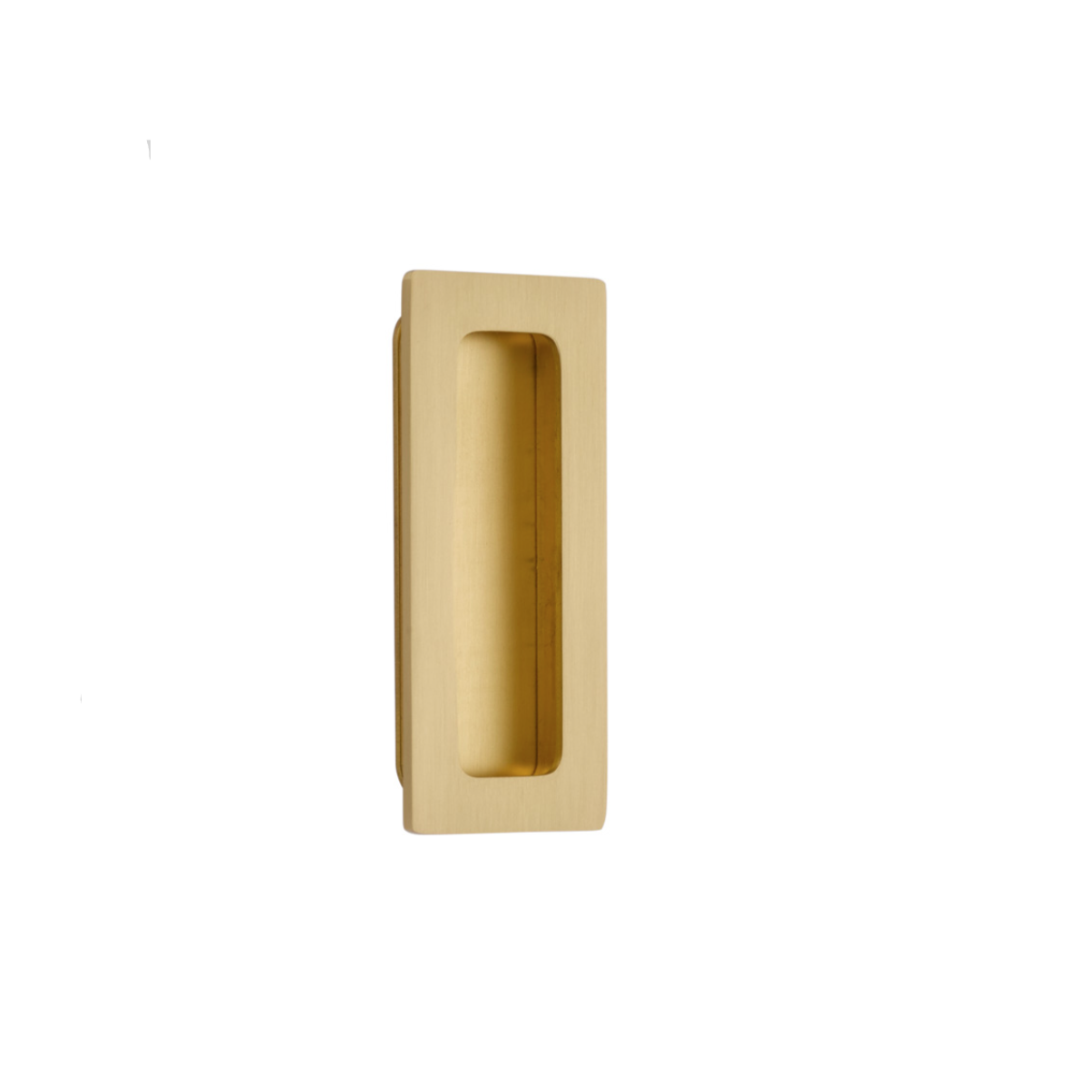 Modern Rectangular Solid Brass Recess Door Pull in Satin Brass | Pulls