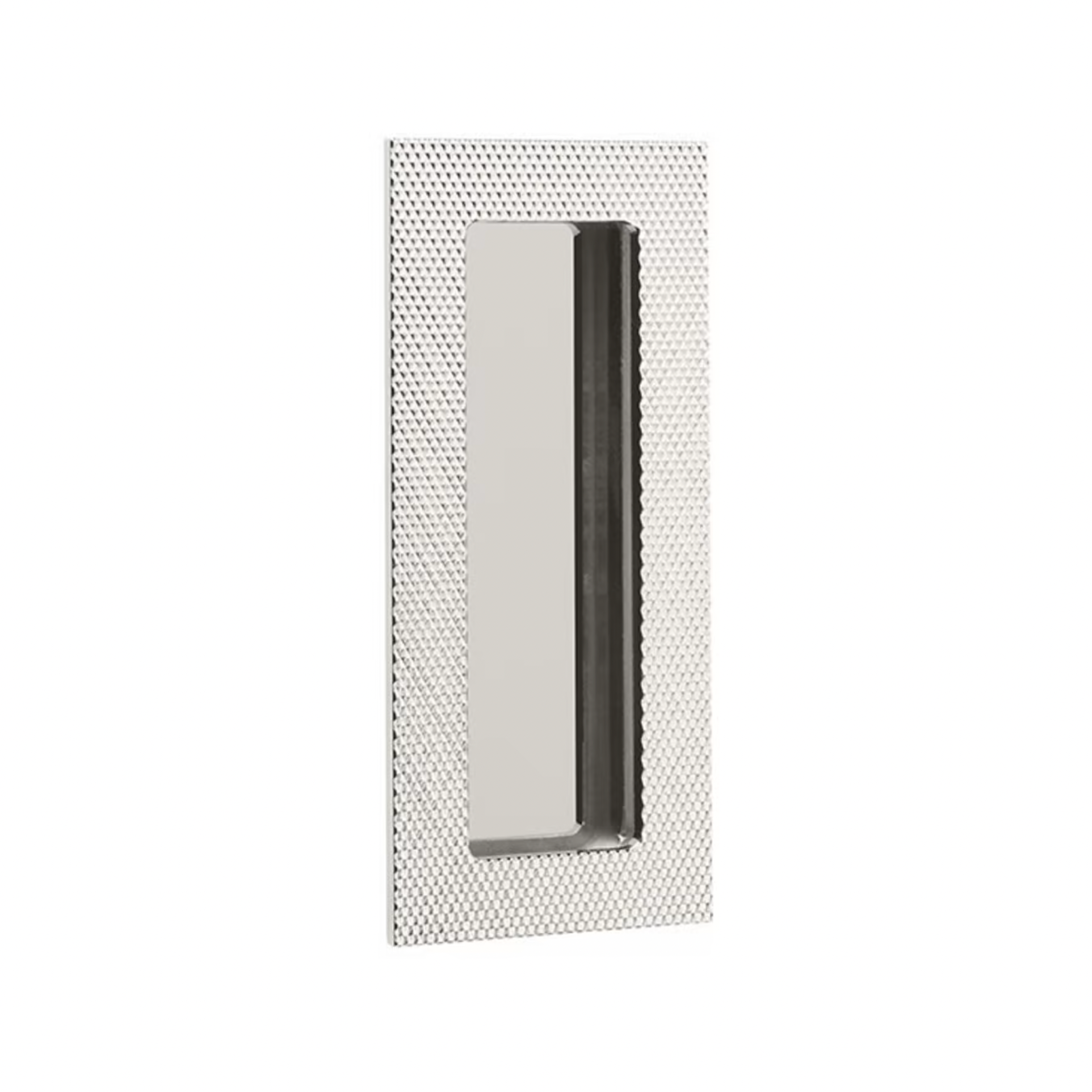 Knurled Modern Rectangular Recess Flush Door Pull in Polished Nickel - Industry Hardware