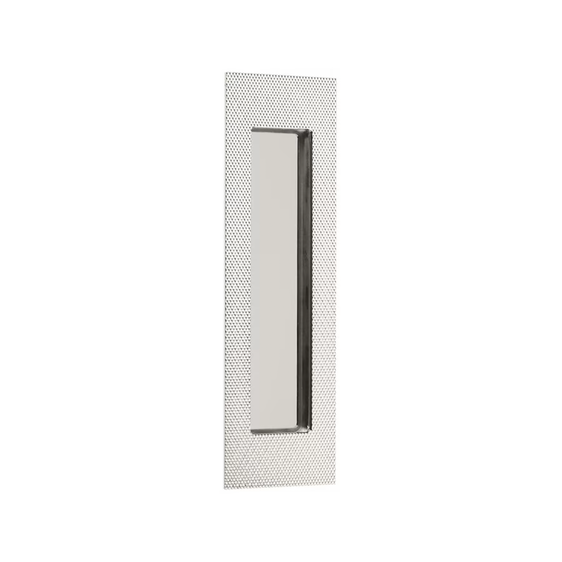 Knurled Modern Rectangular Recess Flush Door Pull in Polished Nickel - Industry Hardware