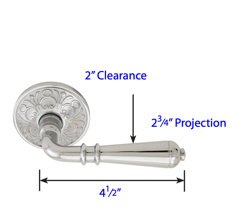 French Brass Door Lever Transitional Handle w/ RoundTransitional Rosette - Industry Hardware