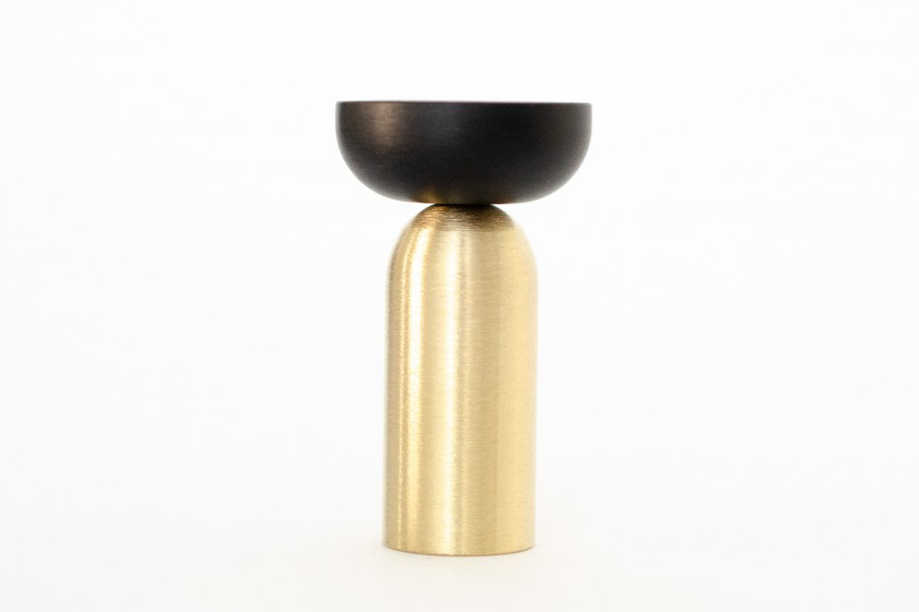 Brass and Black "Pedestal Bowl" Round Wall Hook - Industry Hardware