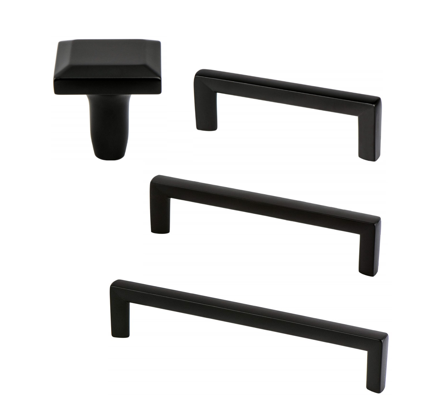 Matte Black "Trane" Drawer Pulls and Knob | Pulls