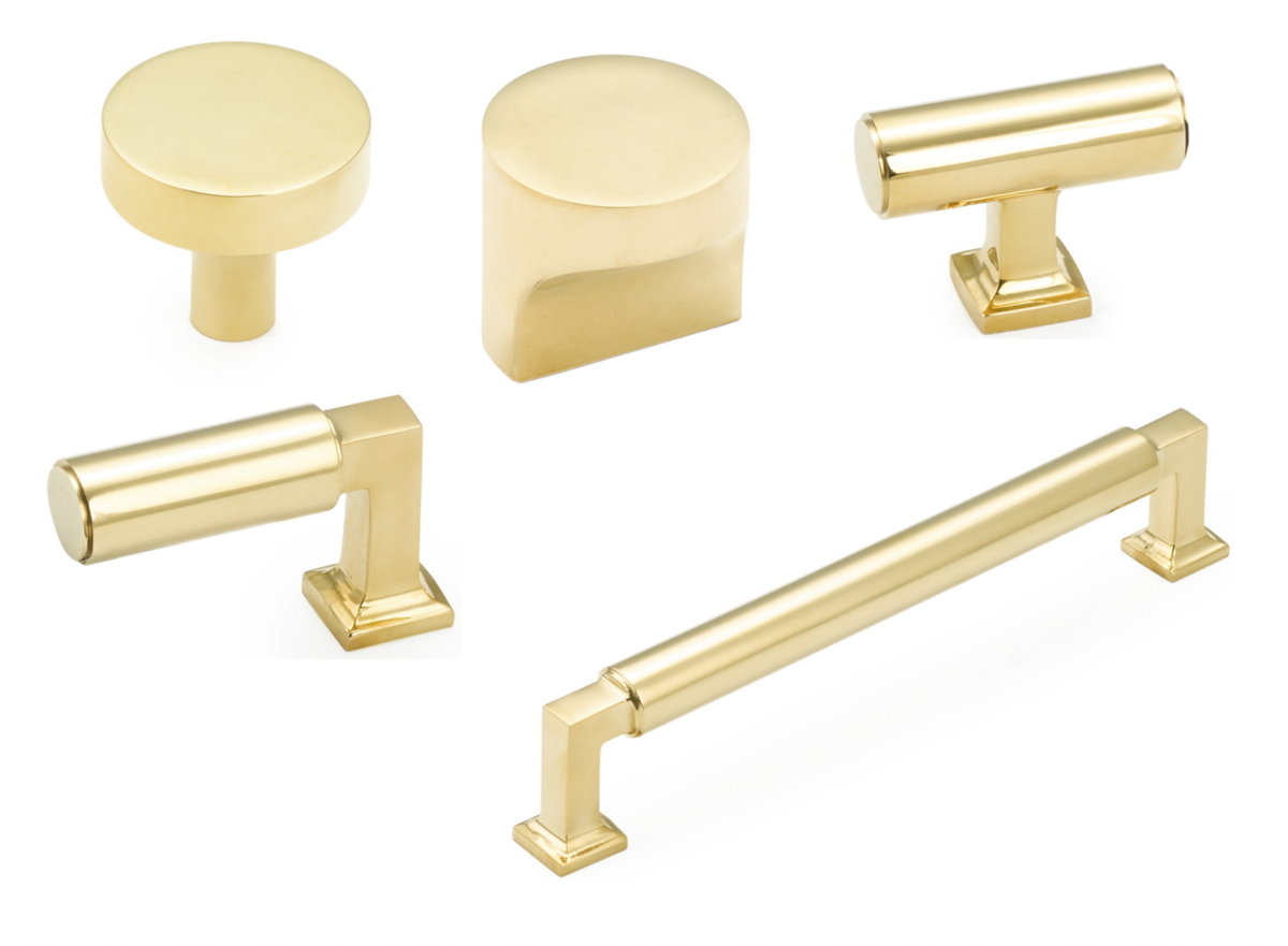 Unlacquered Brass "Neal" Cabinet Knobs and Pulls Cabinet Hardware - Brass Cabinet Hardware