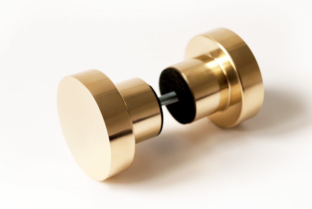 Glass Shower "Dot" Round Polished Brass Back to Back Door Knob