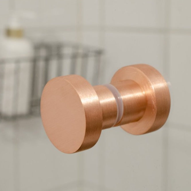 Glass Shower "Dot" Round Brushed Copper Back to Back Door Knob