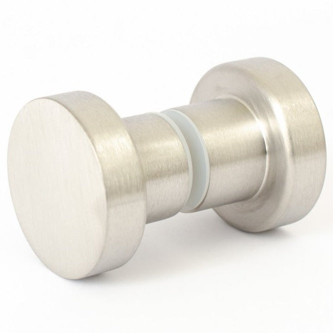 Glass Shower "Dot" Round Brushed Stainless Steel Back to Back Door Knob