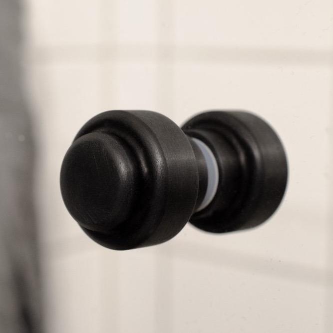 Glass Shower 1-3/16" Round Matte Black Back to Back Door Knob