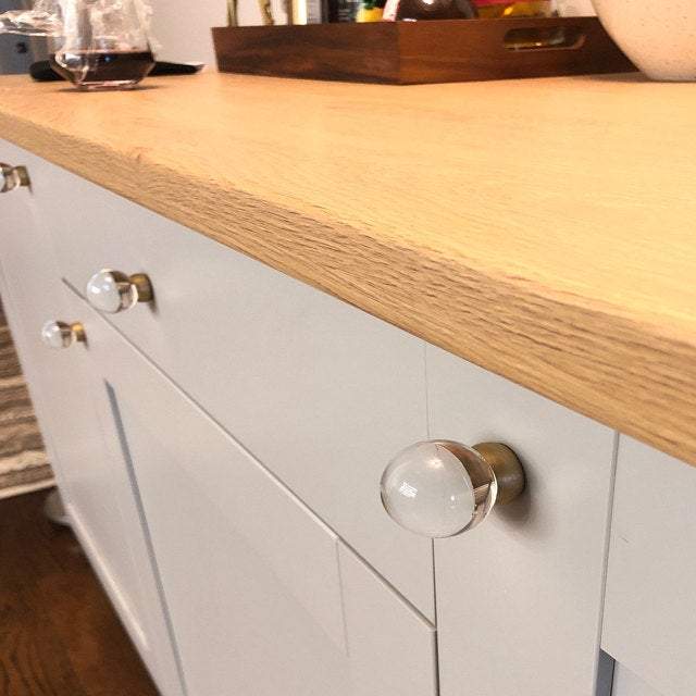 Round Lew's Hardware 66-401 Brass and Glass Cabinet Knob | Knobs