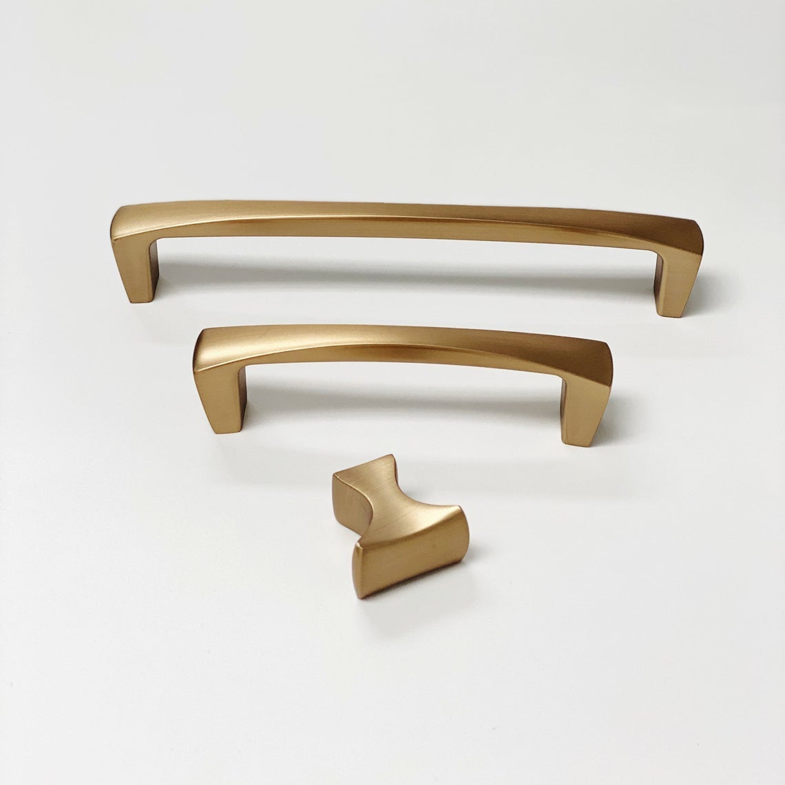Satin Brass "Kent" Drawer Pulls and Knob | Pulls