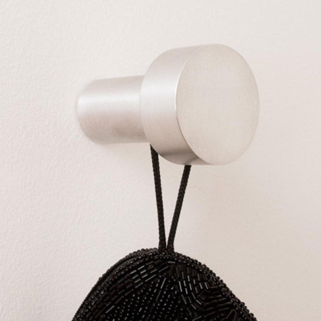 Modern "Dot" Round Wall Hook in Brushed Nickel | Hook