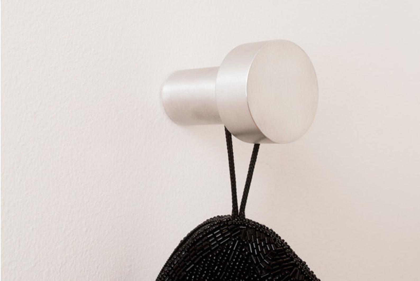 Modern "Dot" Round Wall Hook in Brushed Nickel | Hook