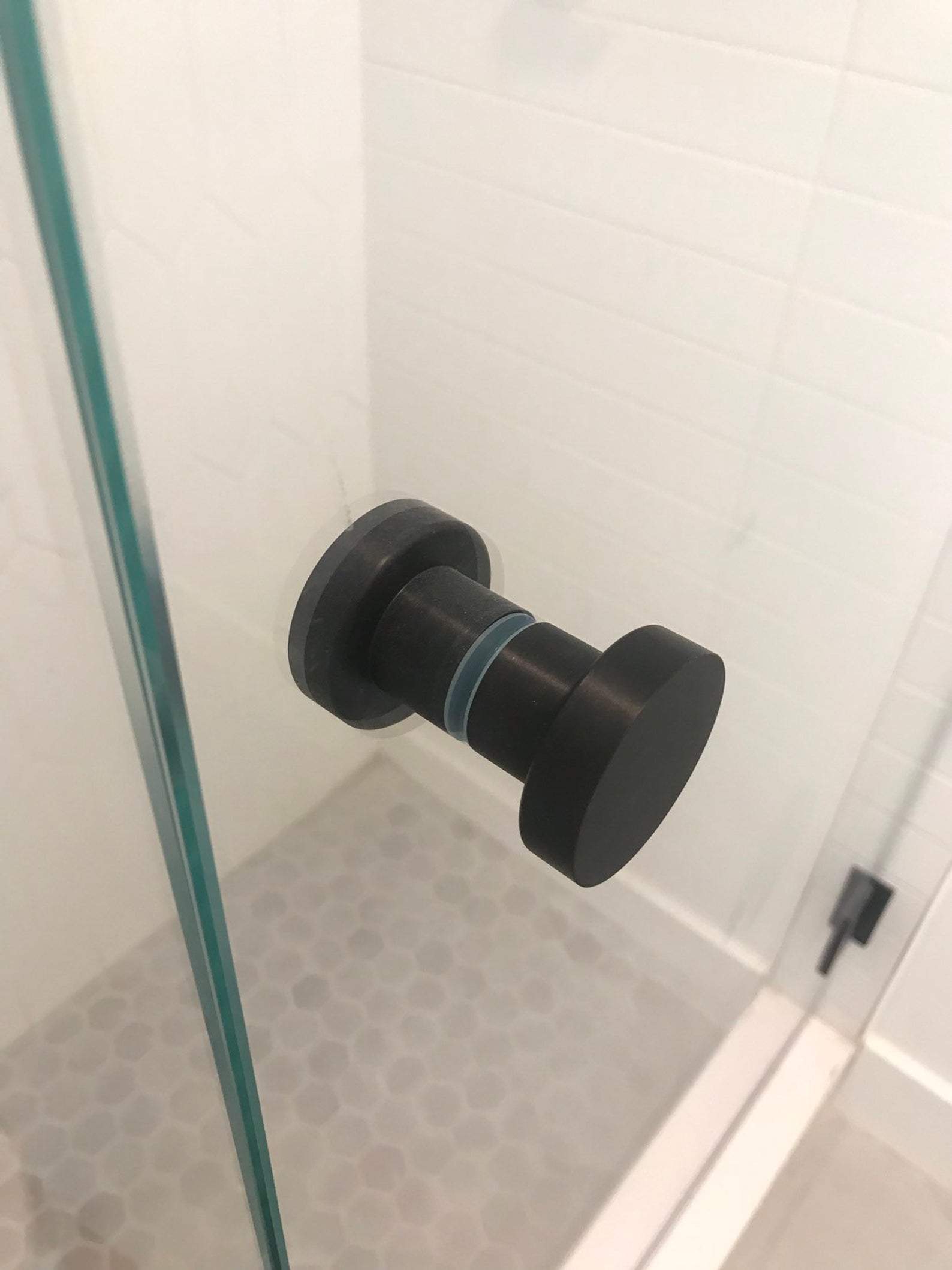 Glass Shower "Dot" Round Matte Black Back to Back Door Knob