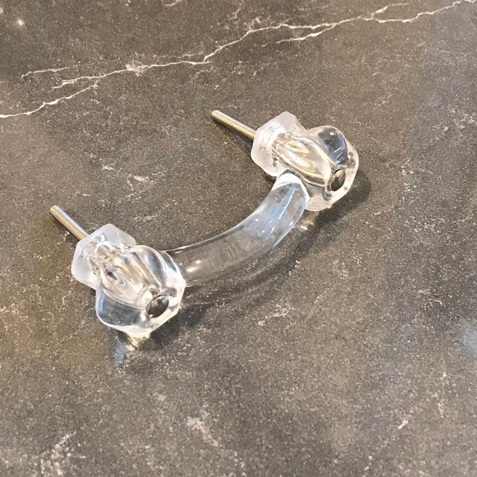 Glass Depression Clear Drawer Pull, Cabinet Knobs, Drawer Pulls, Glass Drawer Pulls, Brass Drawer Pulls - Industry Hardware