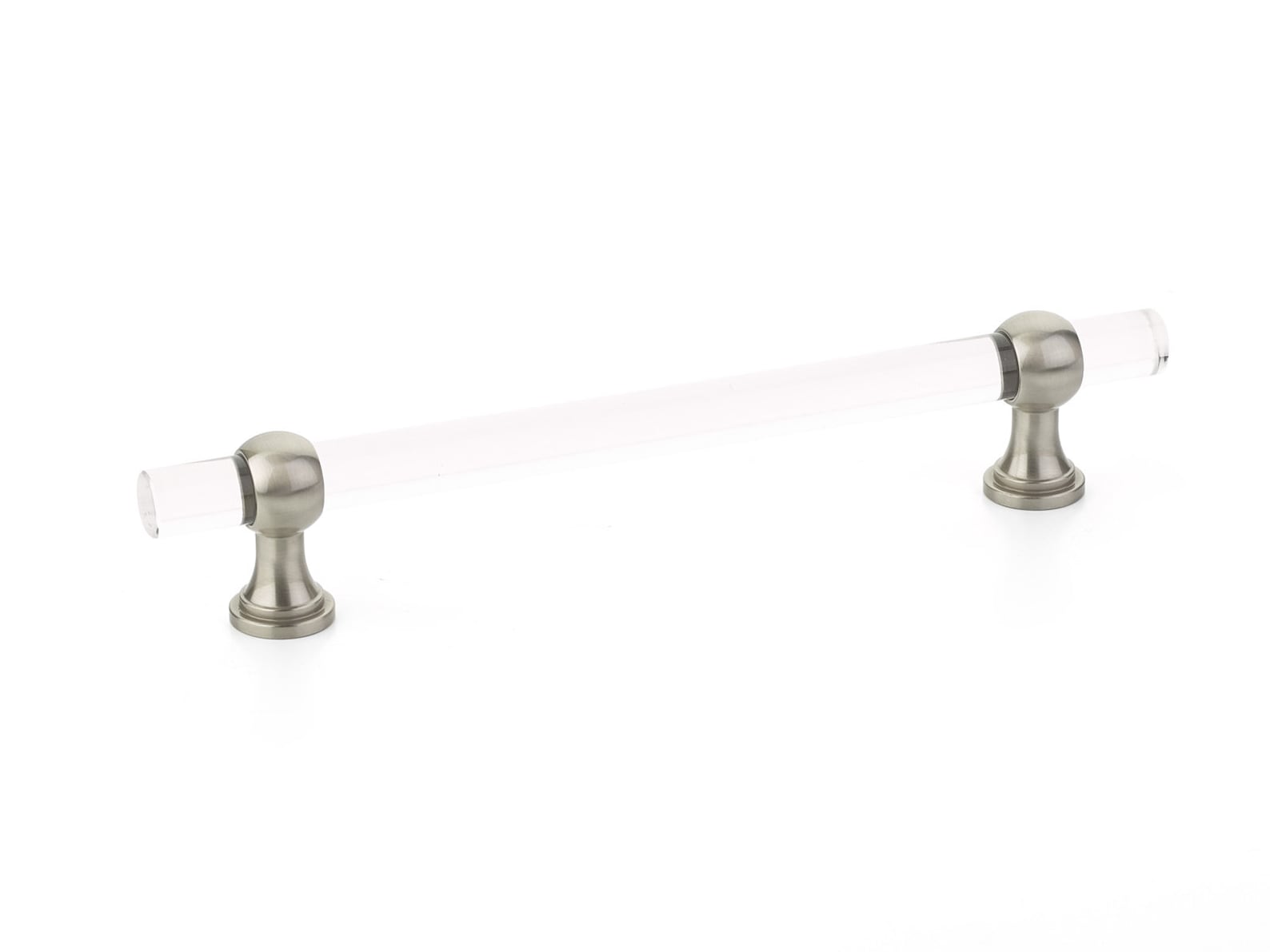 Satin Nickel and Lucite "Gleam" Cabinet Knobs and Drawer Pulls (Adjustable) - Forge Hardware Studio