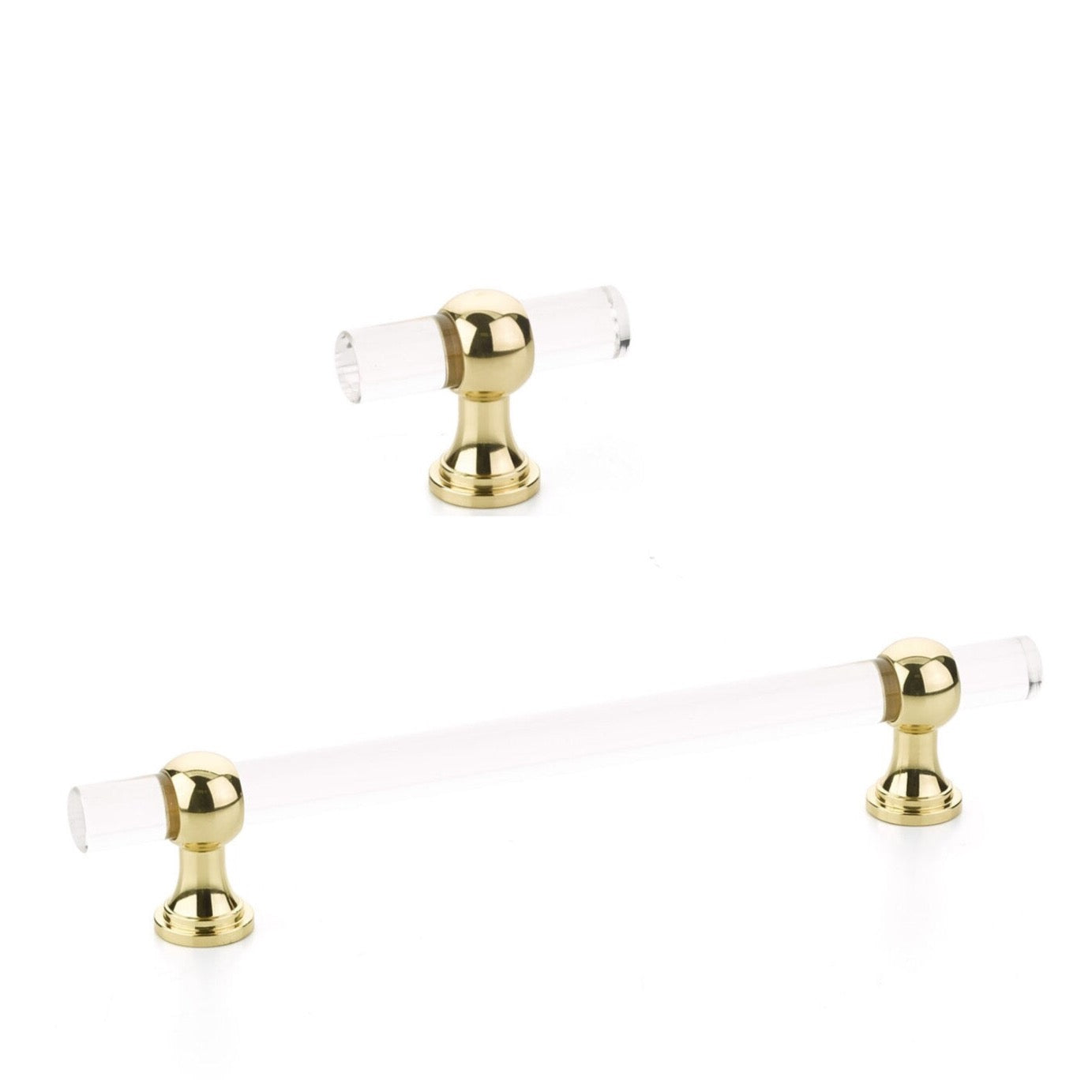 Lucite and Polished Brass Gleam Cabinet Knobs and Drawer Pulls T-Knob Lucite and Polished Brass Gleam Cabinet Knobs and Drawer Pulls T-Knob