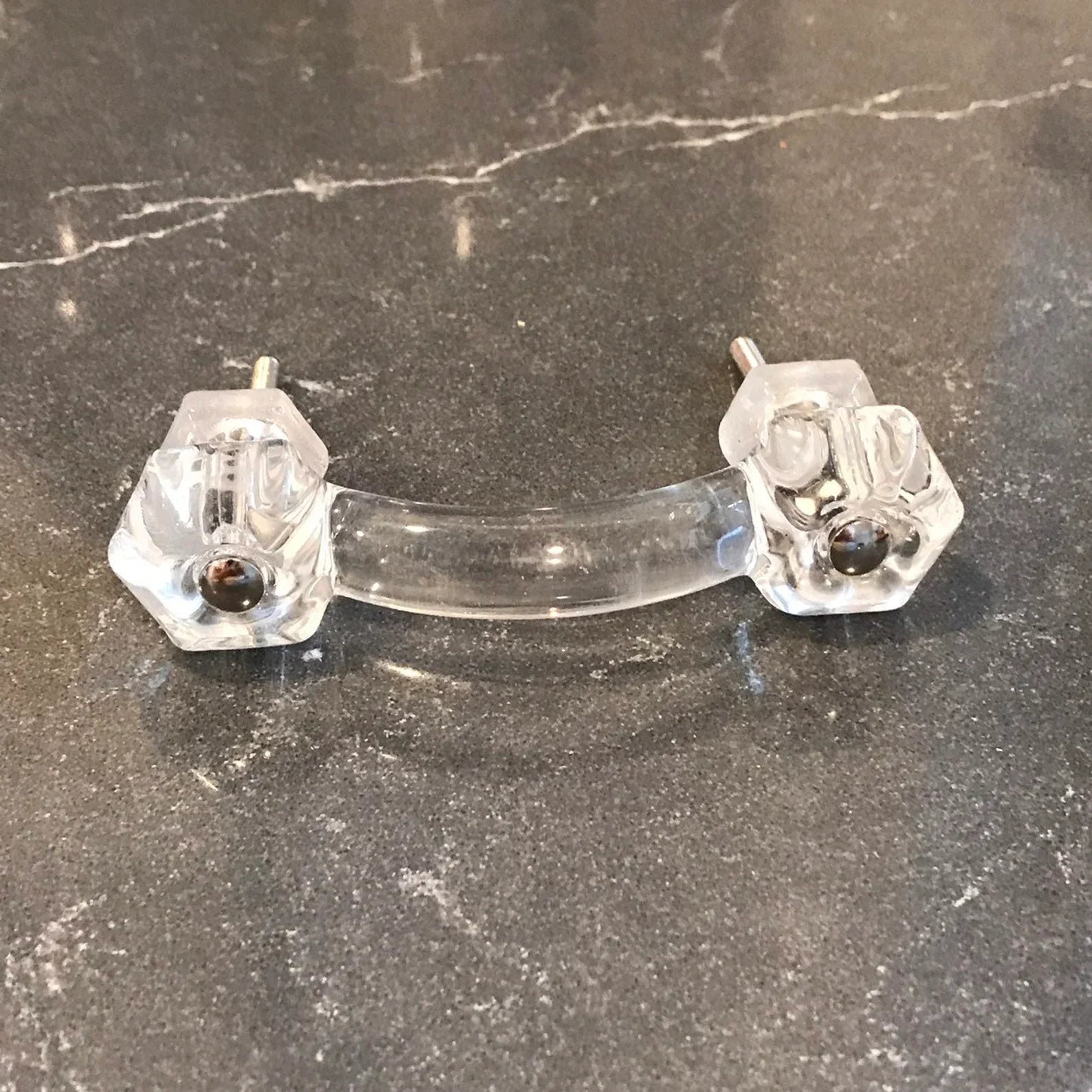 Glass Depression Clear Drawer Pull, Cabinet Knobs, Drawer Pulls, Glass Drawer Pulls, Brass Drawer Pulls - Industry Hardware
