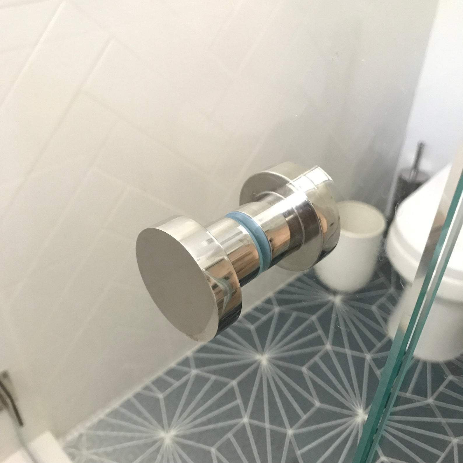 Glass Shower "Dot" Round Polished Nickel Back to Back Door Knob