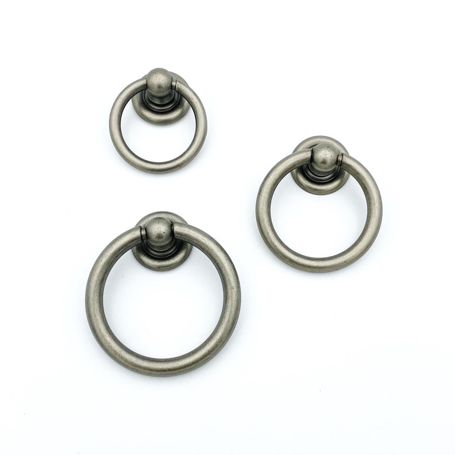 Plain Antique Silver Ring Pulls Hardware Cabinet Pull Drawer Pull | Pulls