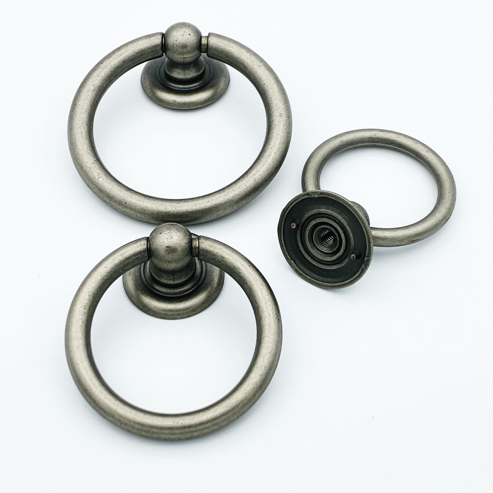 Plain Antique Silver Ring Pulls Hardware Cabinet Pull Drawer Pull | Pulls