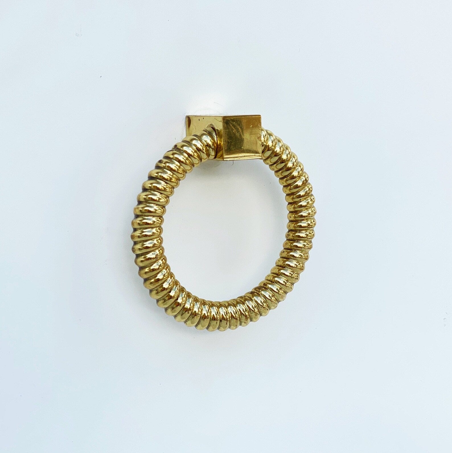Polished Brass "Rope" Ring Pull Cabinet Knob - Industry Hardware