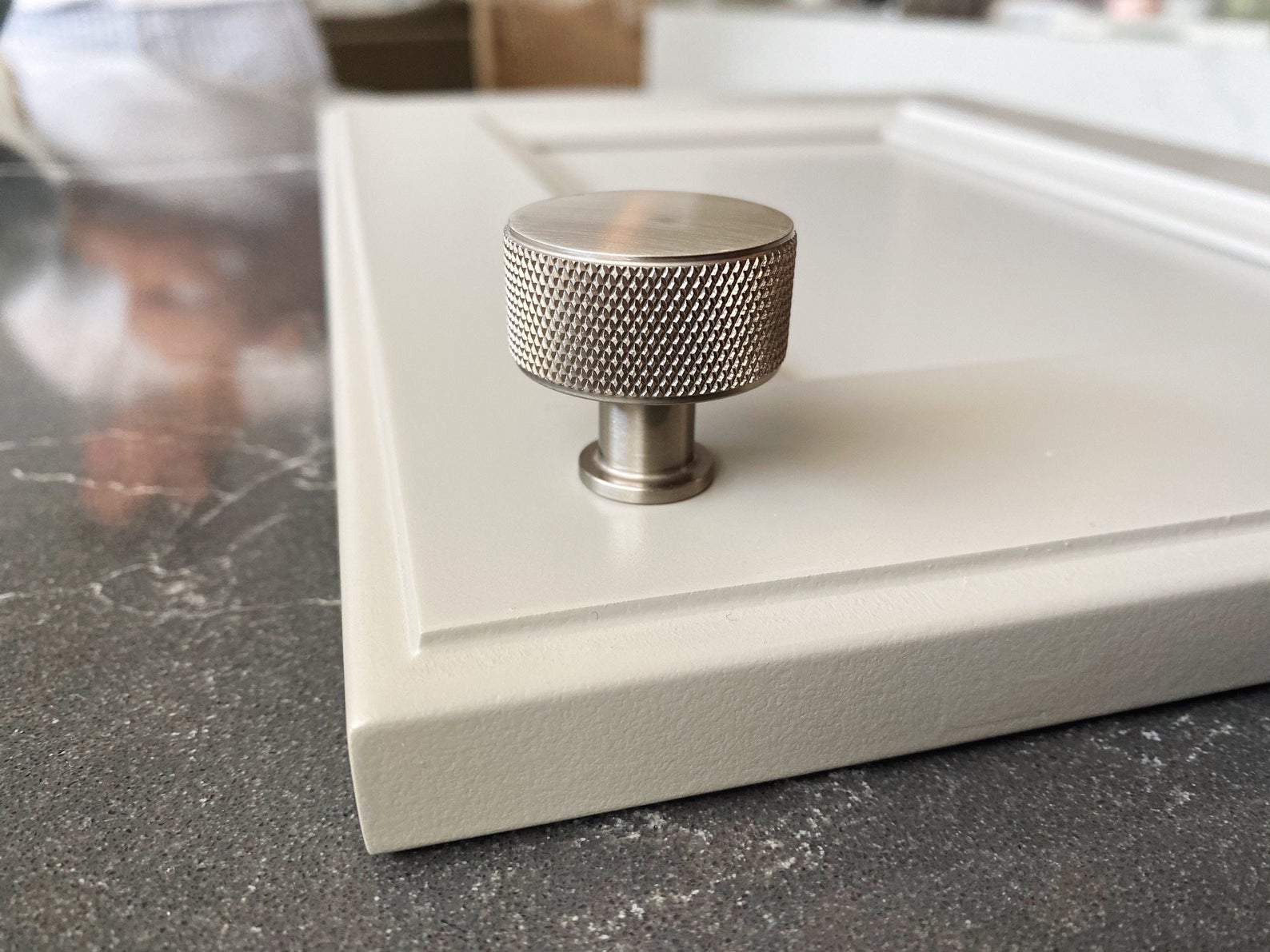 Knurled Round Knob "Texture" Cabinet Knob in Brushed Nickel | Knobs