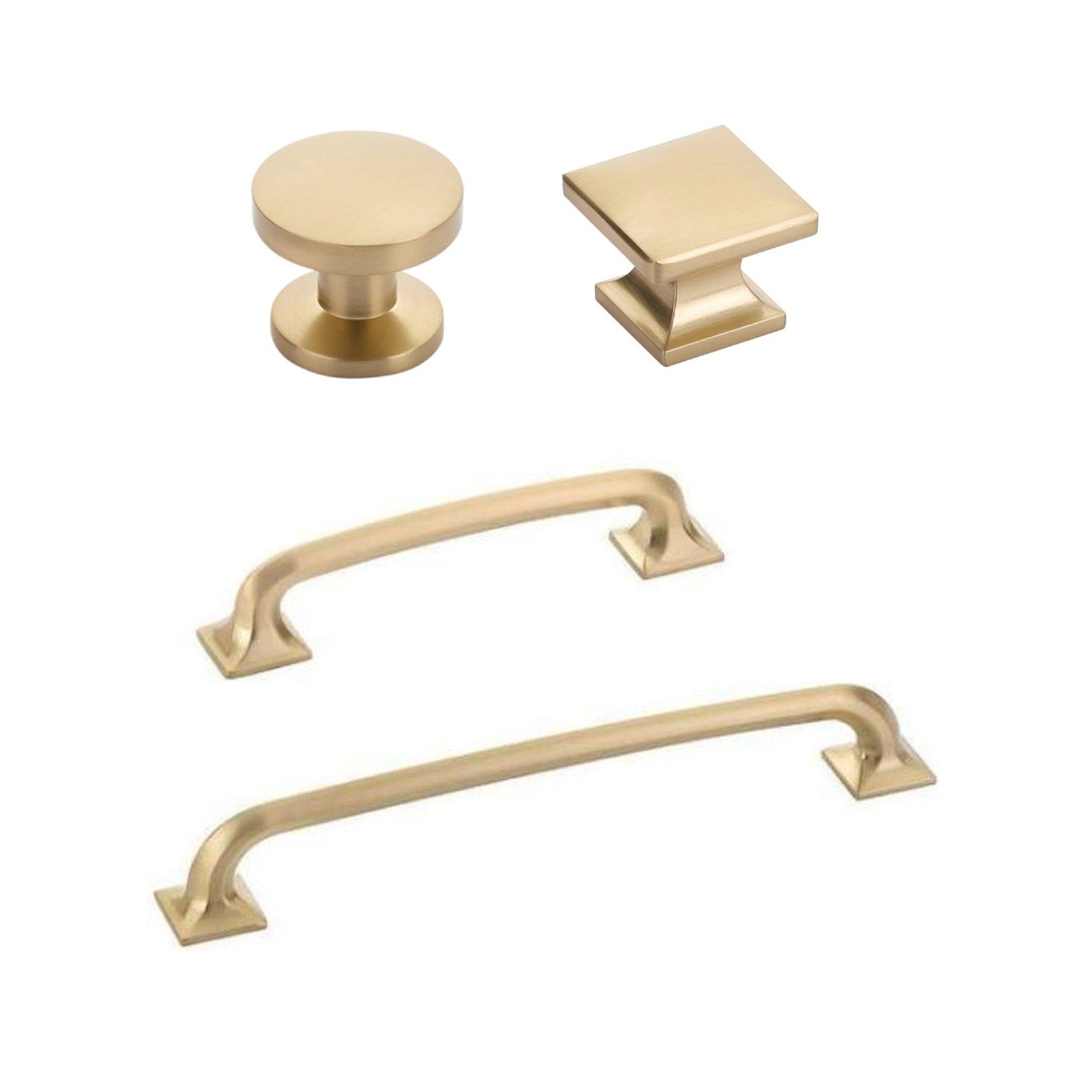 Square “Milli” Champagne Bronze Cabinet Knobs and Drawer Pulls