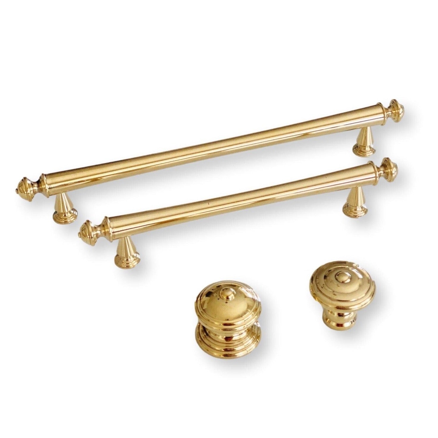 Unlacquered Brass Emmeline Cabinet Knobs and Drawer Pull Unlacquered Brass Emmeline Cabinet Knobs and Drawer Pull