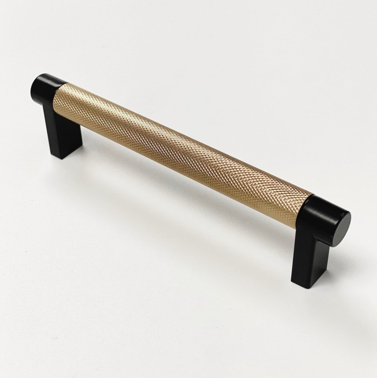 Knurled "Converse" Black and Champagne Bronze Dual-Finish Knobs and Pulls - Industry Hardware