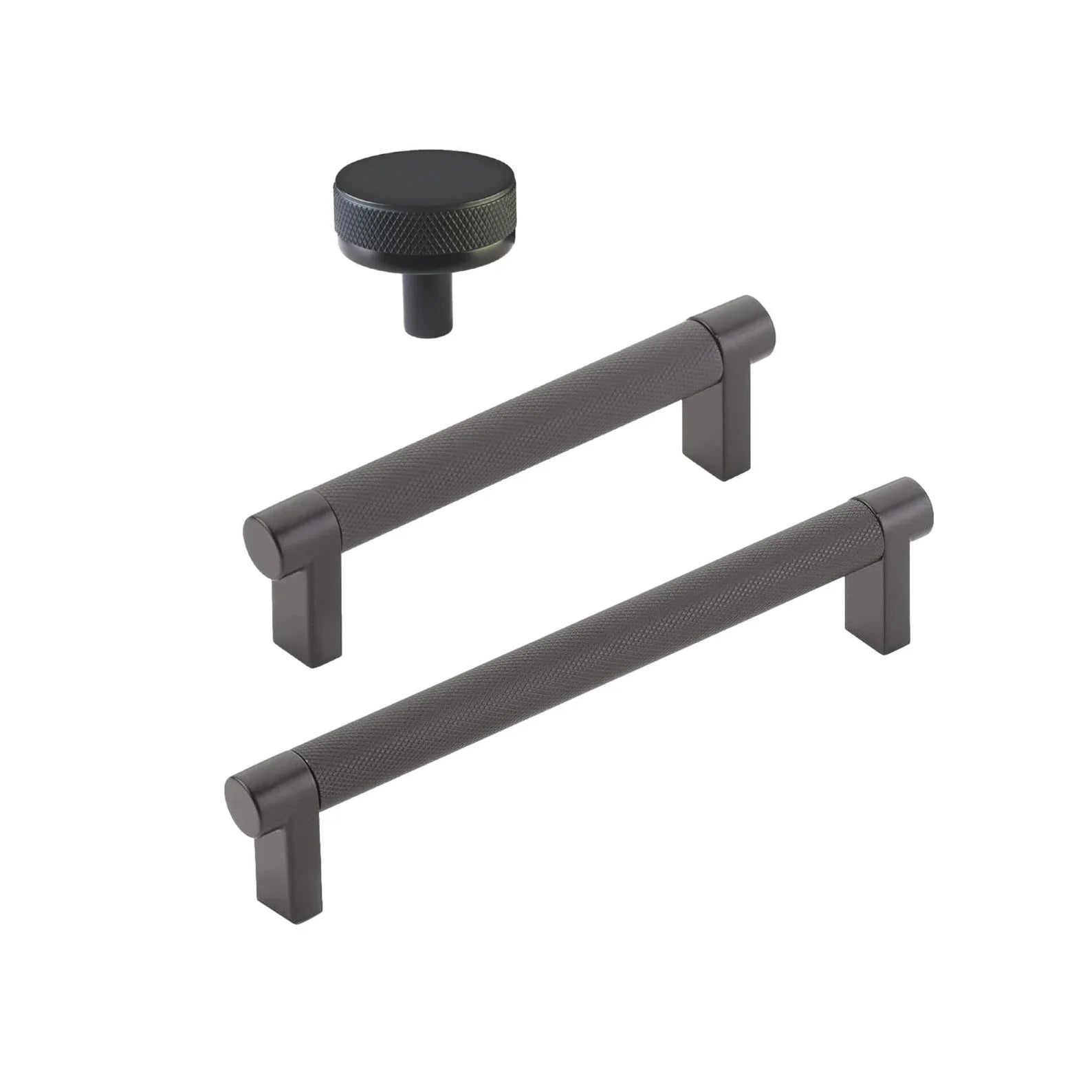 Knurled "U-Shaped" Matte Black Cabinet Knobs and Drawer Pulls - Forge Hardware Studio