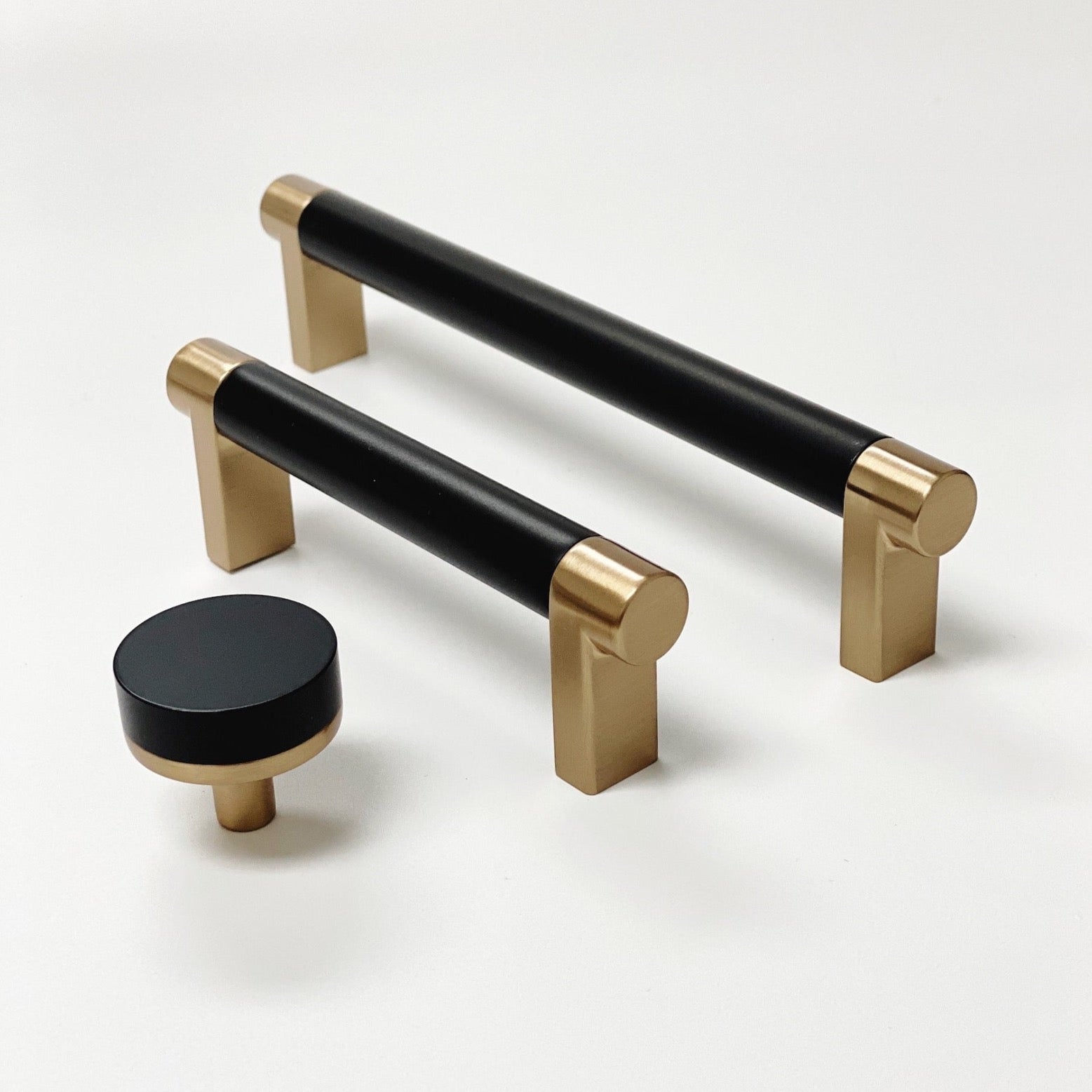 Smooth "Converse No.2" Champagne Bronze and Black Dual-Finish Knobs and Pulls - Industry Hardware