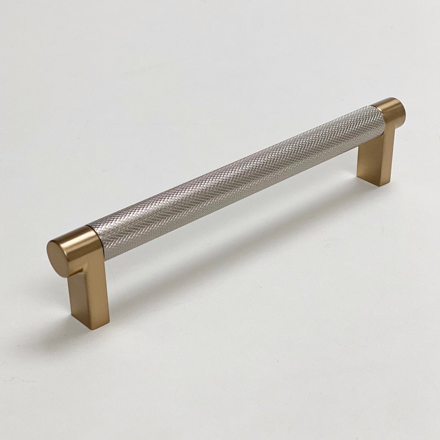 Knurled "Converse" Champagne Bronze and Brushed Nickel Dual-Finish Knobs and Pulls - Industry Hardware