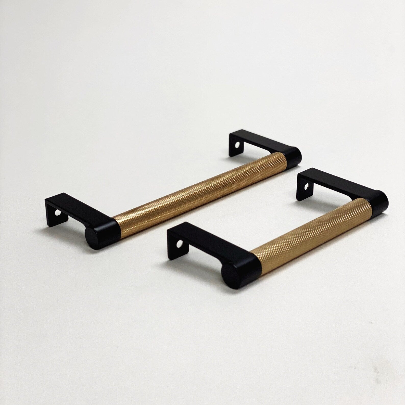 Black and Champagne Bronze "Converse" Knurled Edge Tab Drawer Pulls - Industry Hardware