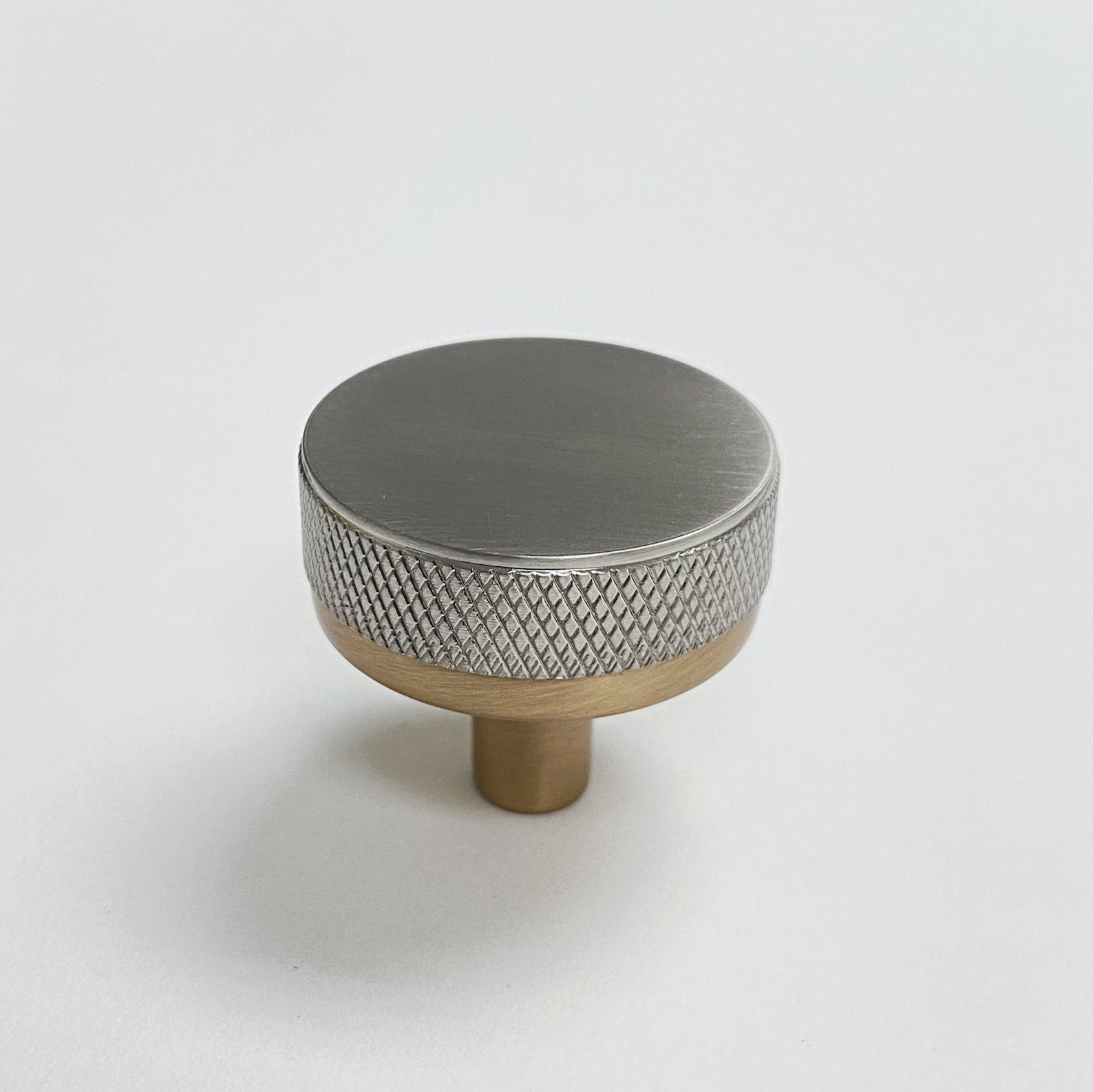 Knurled "Converse" Champagne Bronze and Brushed Nickel Dual-Finish Knobs and Pulls - Industry Hardware