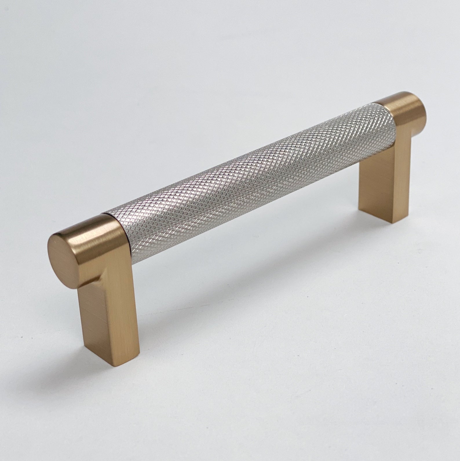 Knurled "Converse" Champagne Bronze and Brushed Nickel Dual-Finish Knobs and Pulls - Industry Hardware