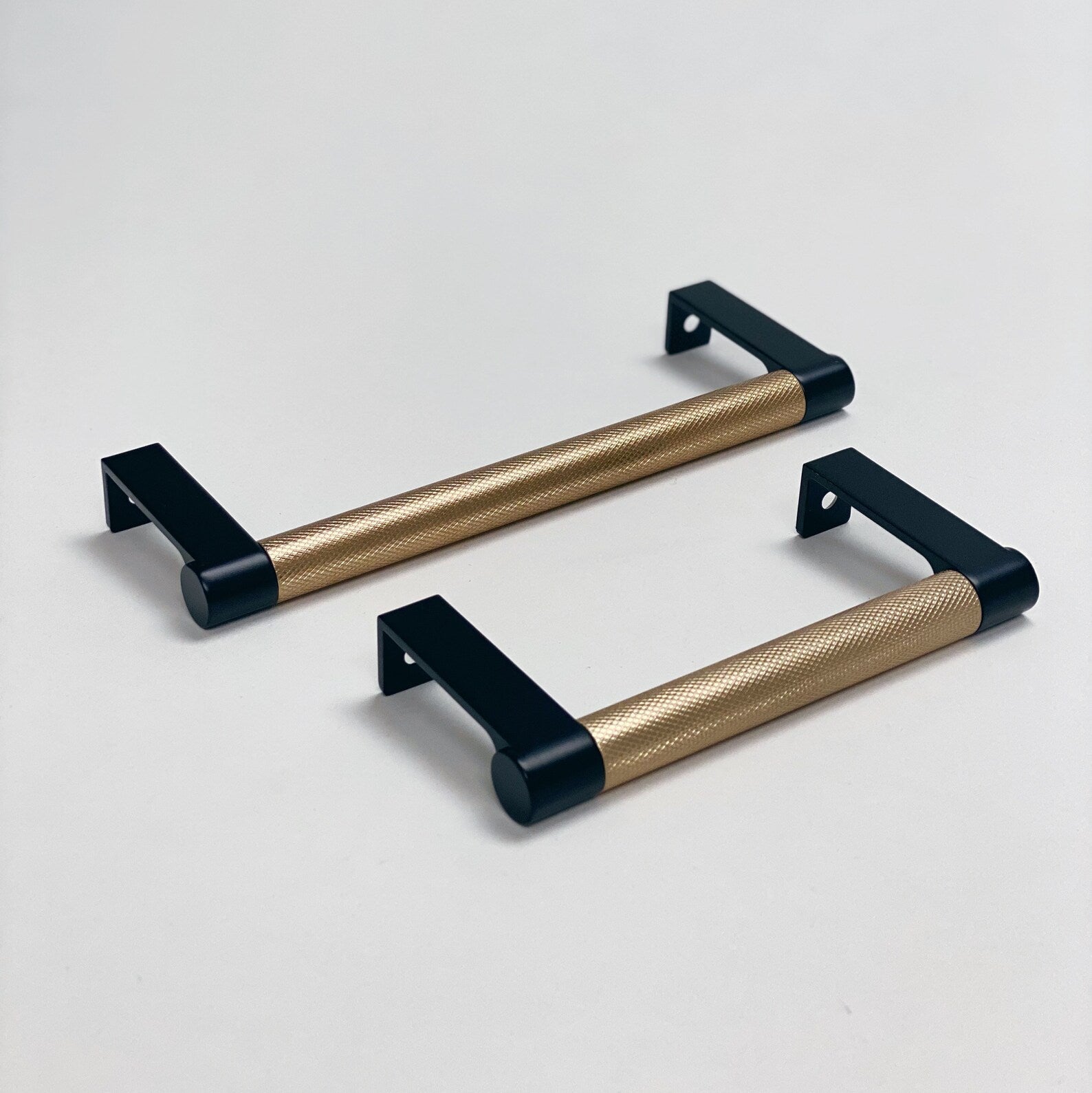 Black and Champagne Bronze "Converse" Knurled Edge Tab Drawer Pulls - Industry Hardware