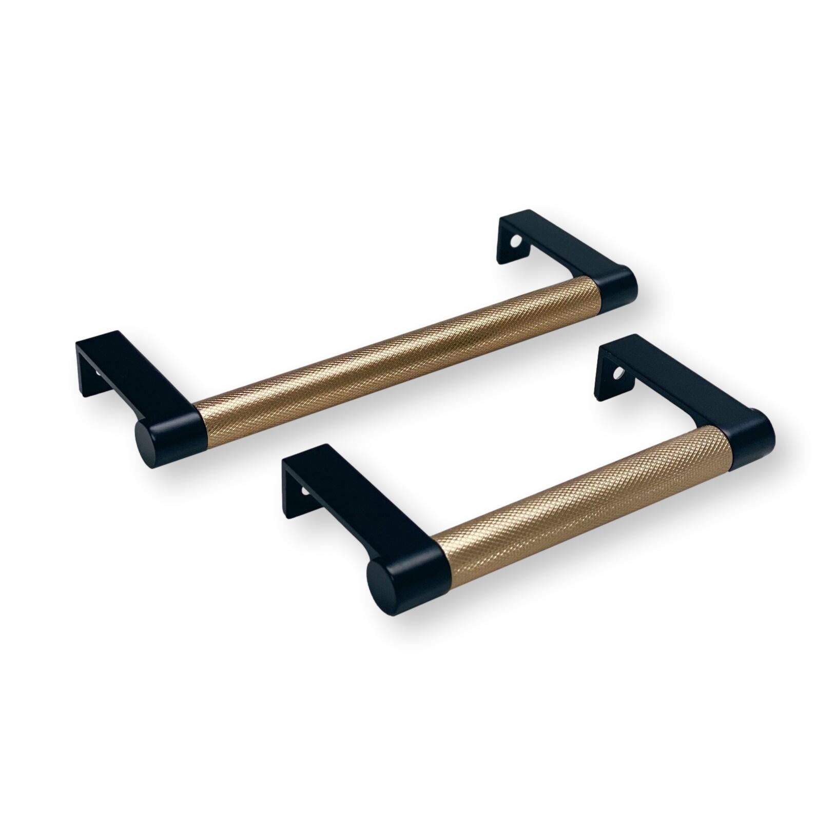 Black and Champagne Bronze "Converse" Knurled Edge Tab Drawer Pulls - Industry Hardware
