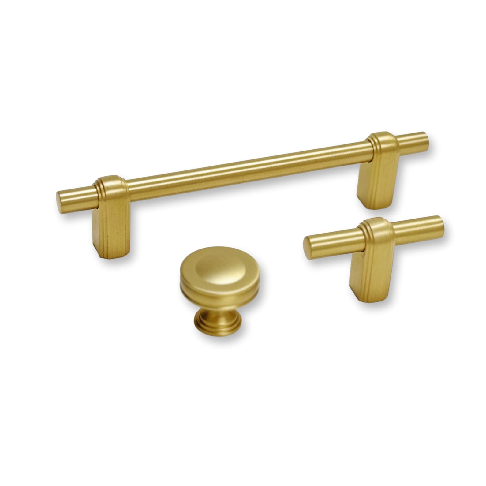 modern gold dresser knobs Satin Brass Elliott Drawer Pulls and Cabinet Knobs T-Knob