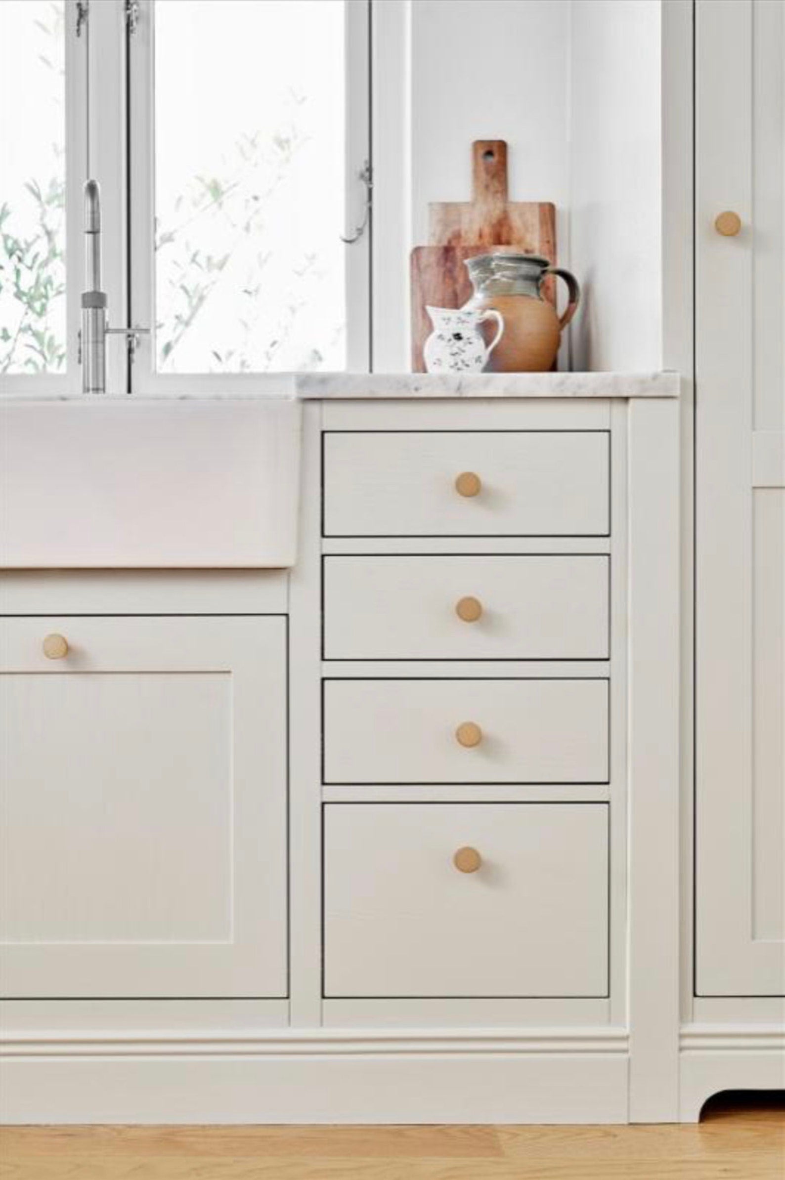 Unlacquered Brass "Patina" Cabinet Knob and Wire Drawer Pulls - Forge Hardware Studio