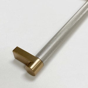 Knurled "Converse" Champagne Bronze and Brushed Nickel Dual-Finish Knobs and Pulls - Industry Hardware