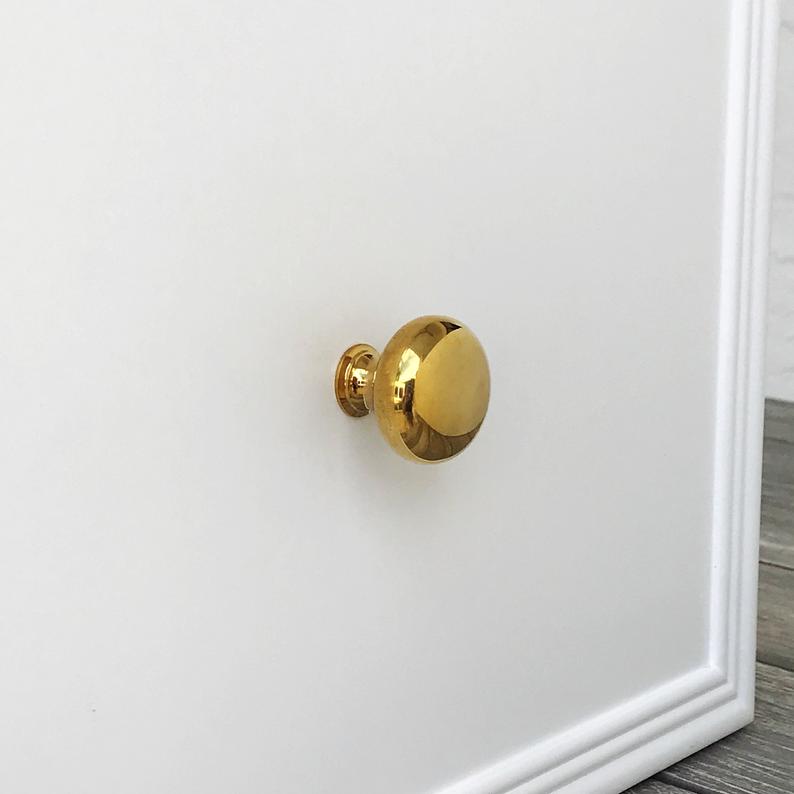 Unlacquered Brass "Eloise" Round Cabinet Knob - Kitchen Drawer Pull | Knobs