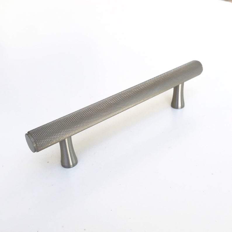 Brushed Nickel Solid "Texture" Knurled Drawer Pulls and Knobs | Pulls