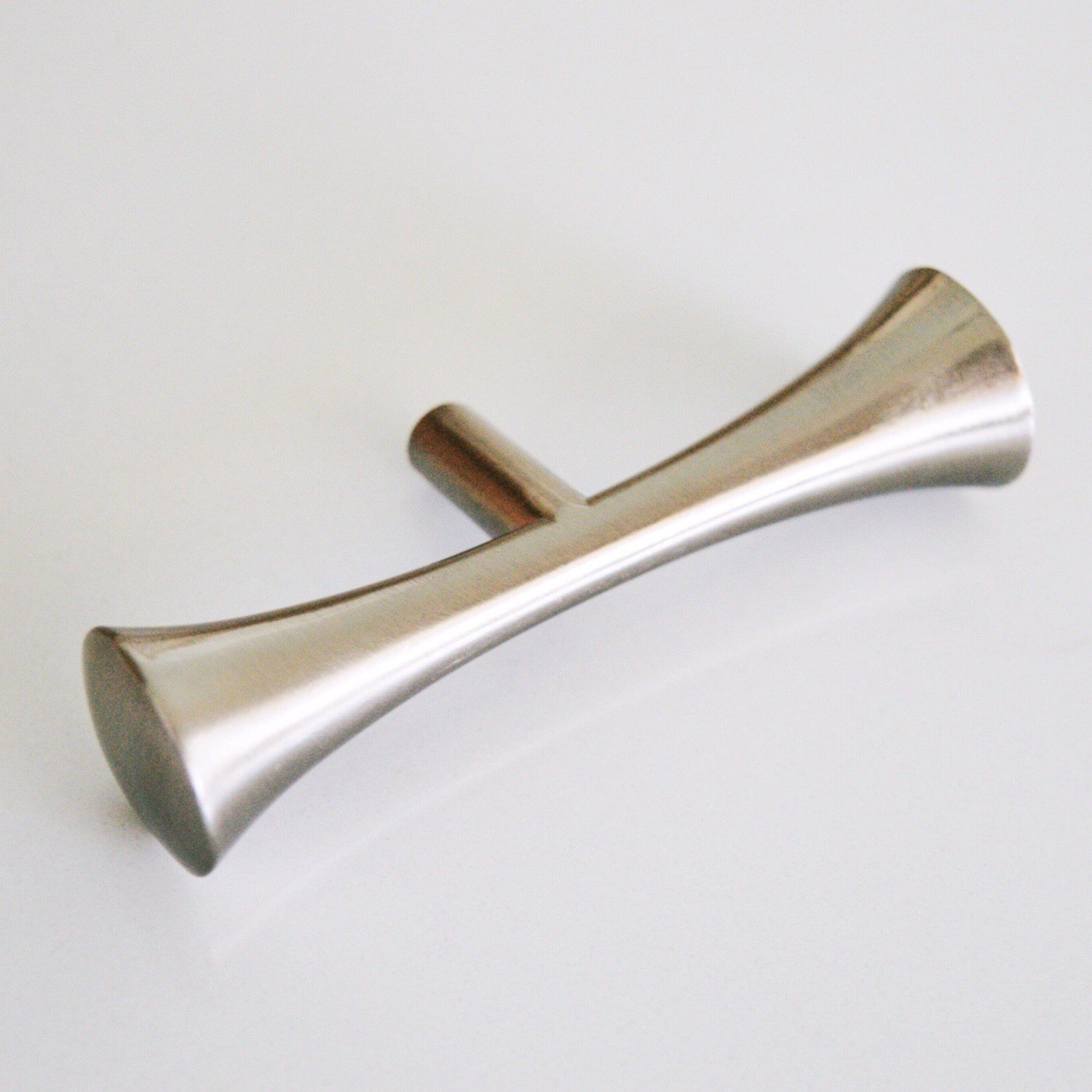 Mid-Century Modern Knob - Brushed Satin Nickel Cabinet Pull - Brass Cabinet Hardware