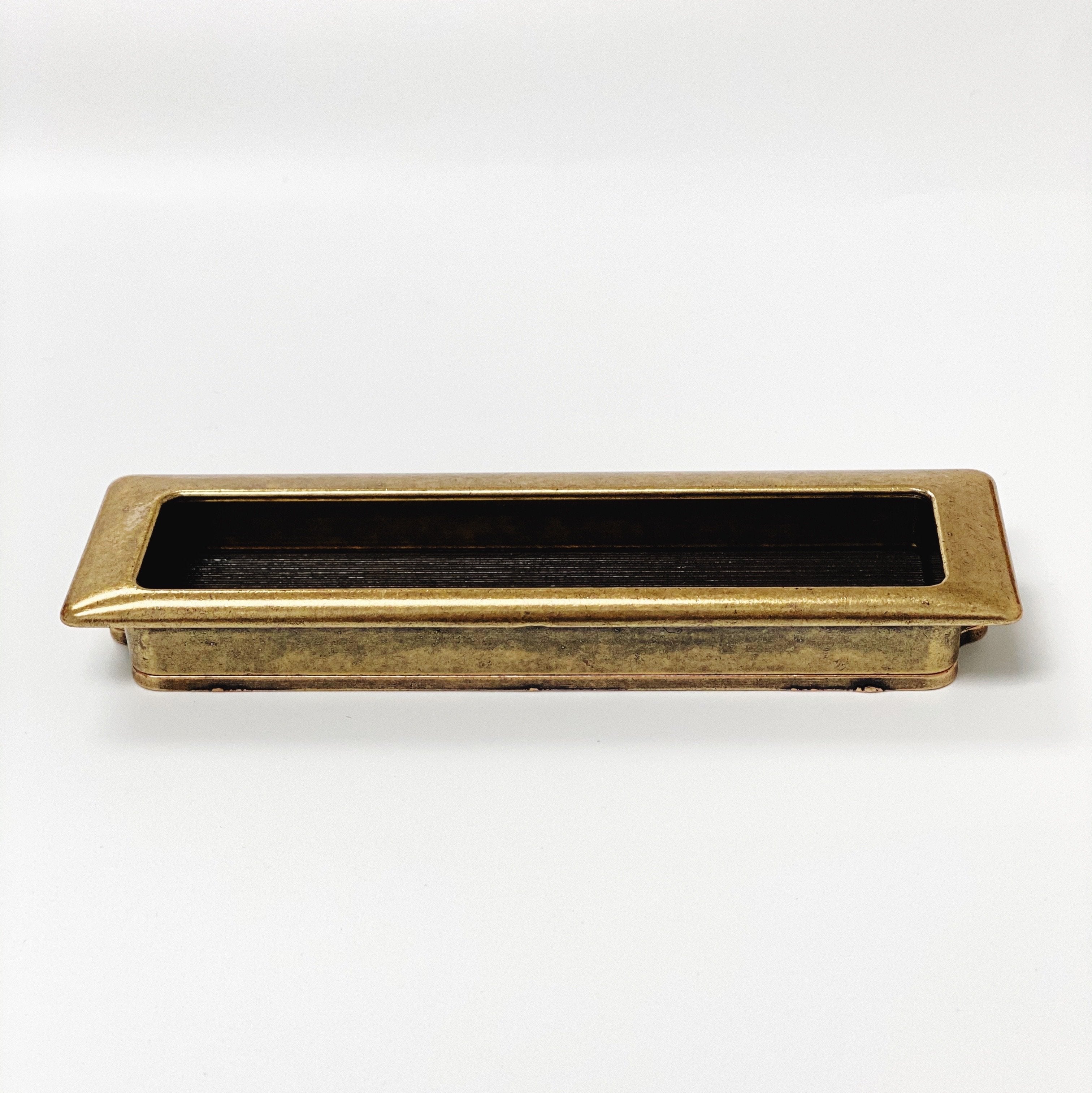 Recessed Large Antique Brass Drawer Pulls - Closet Door and Drawer Handle | Pulls